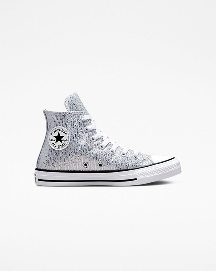 Tenisky Vysoke Converse Chuck Taylor All Star Glitter Dievcenske Strieborne Siva Čierne | SK YWUPF3